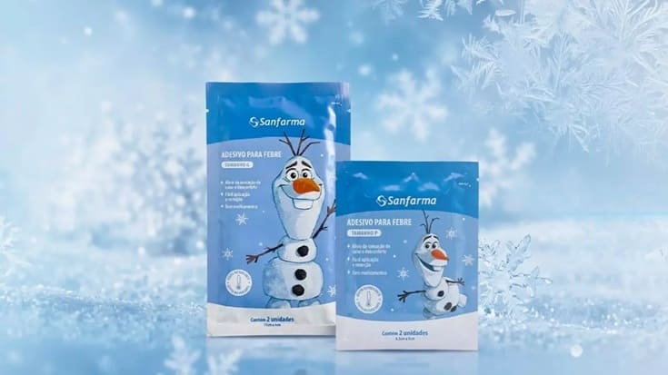 Sanfarma lança adesivo para febre inspirado em personagem de Frozen, da Disney